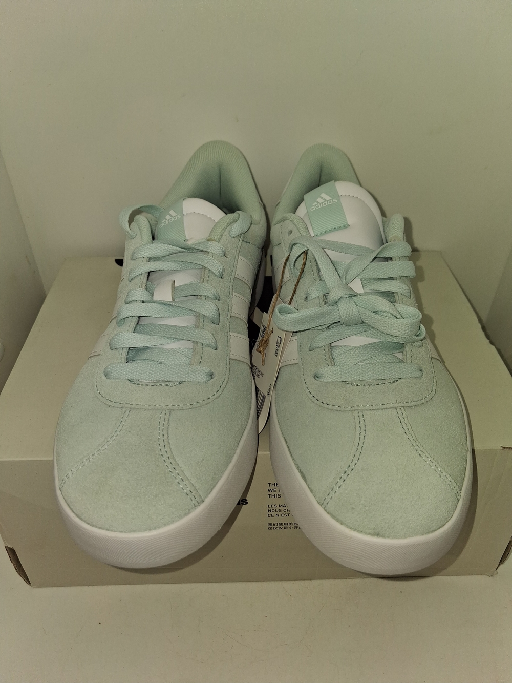 adidas Women's Mint Green Suede Sneakers with White Stripes - Picture 4 of 11